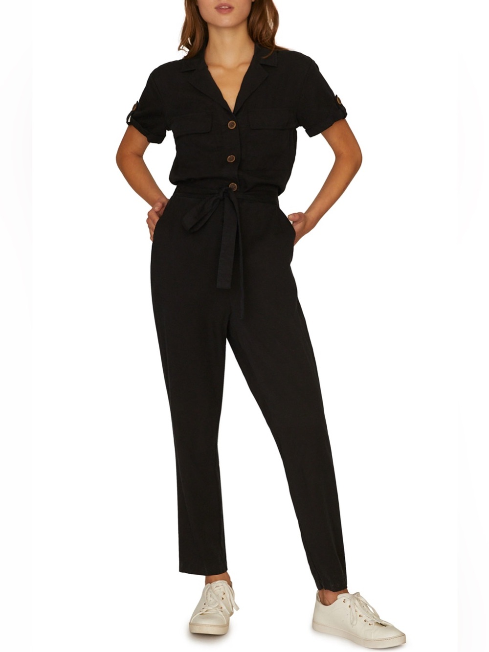 Anthropologie NWT Sanctuary Renewal Belted Jumpsuit black size S